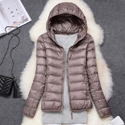Light Women’s Down Jacket - Hooded, Packable Travel