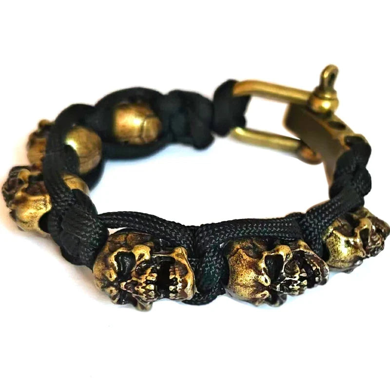 Skull Paracord Bracelet Gothic Wristband Halloween 2026 Gift Idea Flexible Braided Jewelry