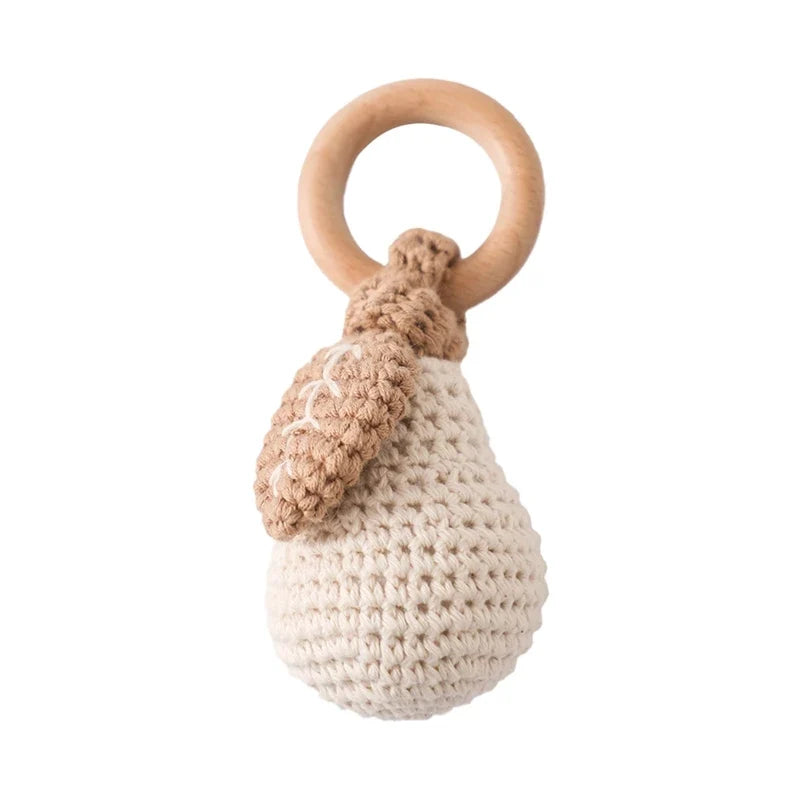 Bear Crochet Teether Rattle Ring Newborn Sensory Toys