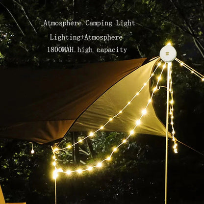 USB Battery-Powered Travel-Friendly Atmosphere Lantern Garden Tent Decor 2026 – 2-in-1 LED Reel Camping String Light