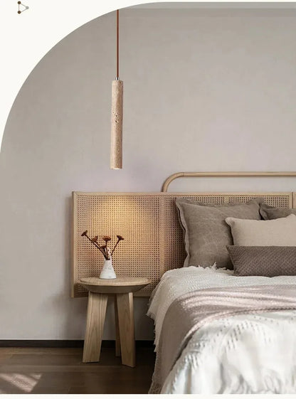 LED Japandi Pendant Lamp Wood Tube Japan Style Bedroom Light