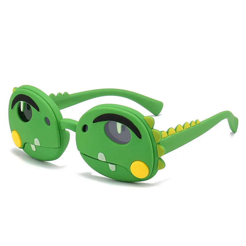 Polarized Kids Sunglasses Cartoon Dinosaur Frames Summer 2026 UV Protection Light Silicone