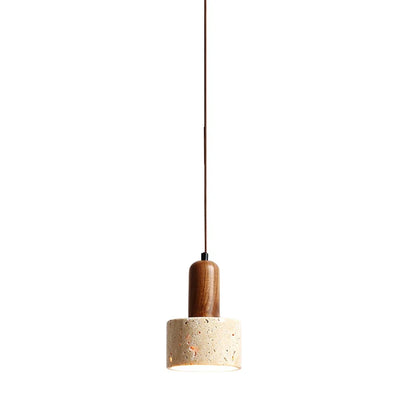 Japanese Japandi Pendant Light Wood And Travertine Bedside Lamp