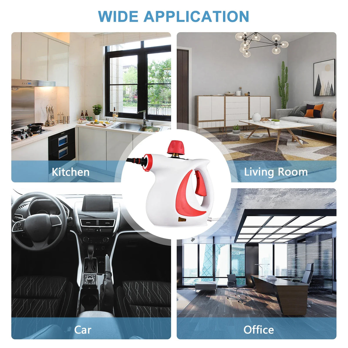 1050W Hand-Held Steam Cleaner - Travel-Friendly High Temp Machine for Kitchen, Sofa, Bathroom, Car