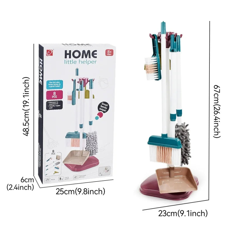 Kids Pretend Play Cleaning Kit - Broom & Vacuum Toy for Boys and Girls, 23-Piece Sanitation Fun
