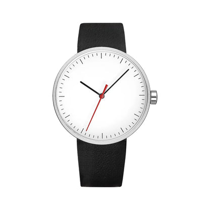 leather strap, round dial, minimalist everyday timepiece – Timeless unisex quartz wristwatch
