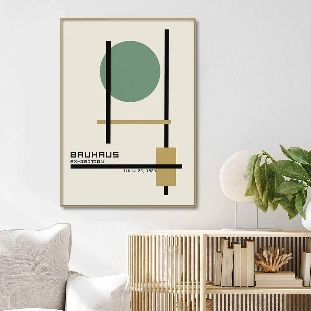 Bauhaus Green Minimalist Wall Art Canvas Print Water-Resistant