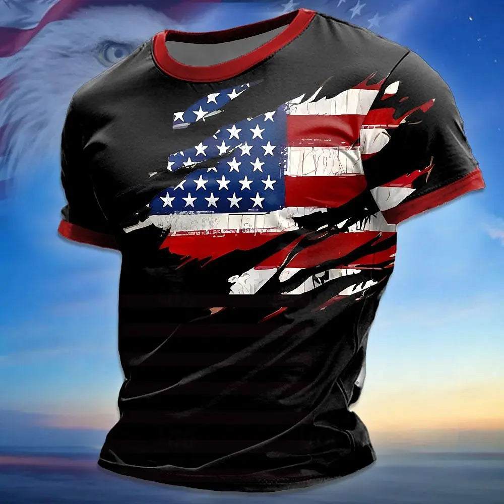 Plush unisex graphic tee - distressed flag print, 250-year design, durable cotton, casual everyday wear