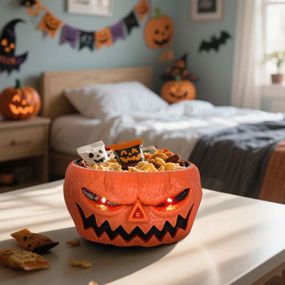 Candy Halloween Bowl Motion Sensor Prank With LED Eyes And Skeleton Hand, Halloween 2025 Party Centerpiece