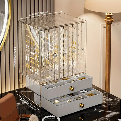 Jewelry2026 Edition Organizer 7-Layer Transparent Drawer Box High Capacity Storage Earrings Necklaces Rings Case Holiday Gifts