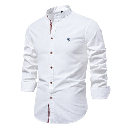 Long Cotton Sleeve Shirt for Men - Solid Color Casual Wear, High Quality