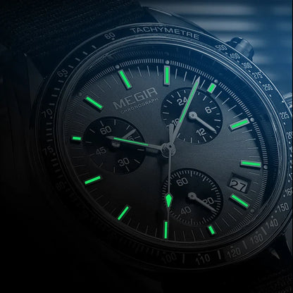 Quartz Chronograph Watch Blue Nylon Strap Water-Resistant