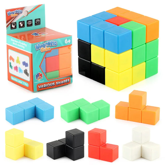 Magnetic Removable Cube Building Blocks - Educational Fidget Puzzle Toy for Kids, Fun Gift for Early Learning