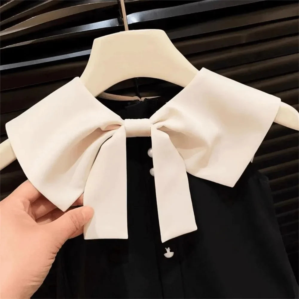 Plush and flattering girls' knee-length dress - sleeveless, bow-collar, polyester, birthday party