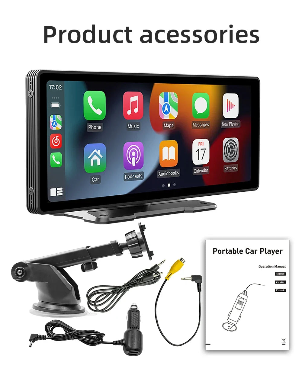 CarPlay2025 Edition Cordless Head Unit 10.26 Inch IPS HD Car Stereo With Rear View Camera Android Auto Fall