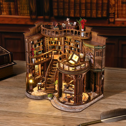 Dollhouse Miniature DIY Wooden Book House Kit Cozy Fall 2025 Room Decor, Handmade Architectural Model Gift