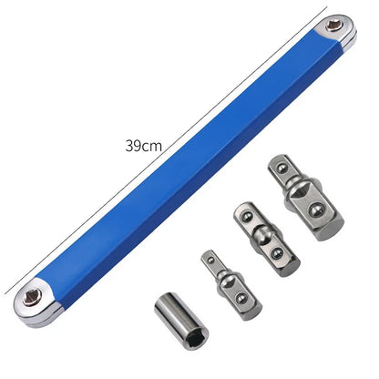 Two-Way Impact Socket Ratchet Vehicle Hand Device 2026 – Travel-Friendly Offset Extension Wrench 4-Adapter Kit