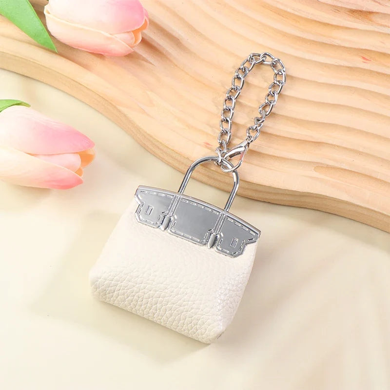 1+1 Free Birkin Inspired Mini Hand Bag - Compact Bag Charm Keychain with Metal Chain