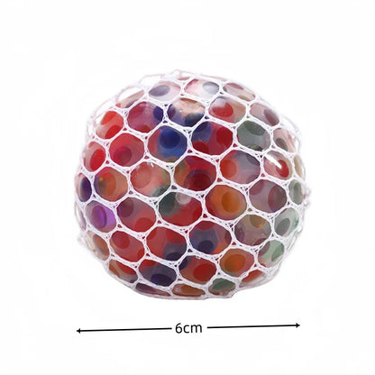 Rainbow 6cm Bead Stress Ball Mesh Pinch Pocket Fidget