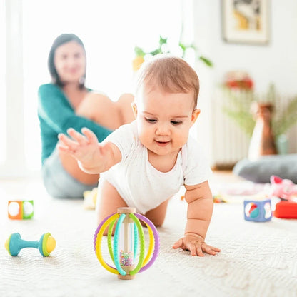 Rattle Baby Silicone Teether Wooden Newborn Sensory Toys