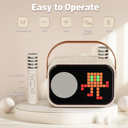 Kids2025 Edition Karaoke Machine Travel-Friendly Bluetooth Speaker With 2 Cordless Microphones Party Gift