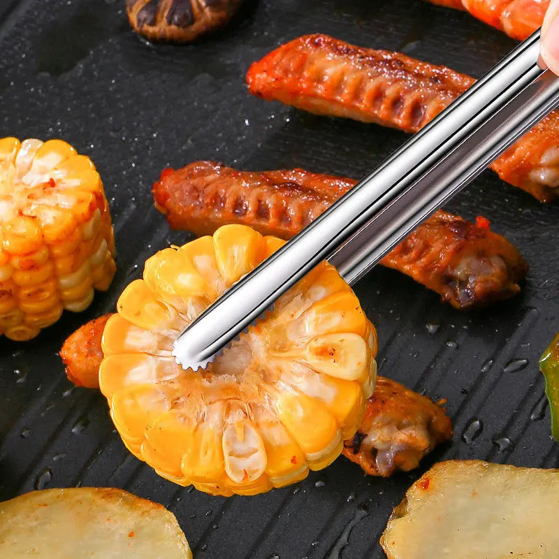 Kitchen & Outdoor 2026 – Stainless Steel BBQ Tongs Anti-Slip Heat Resistant Grill Food Clip