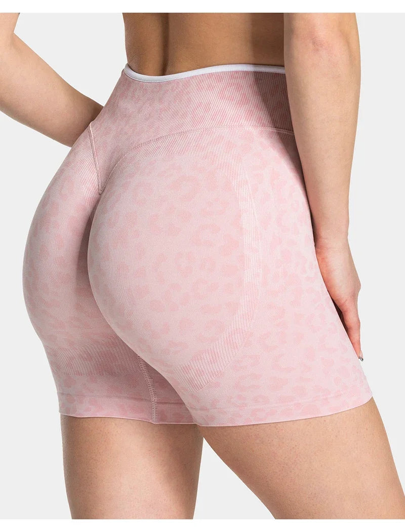 women's Stretchy seamless yoga shorts - high-waist hip-lifting, nylon blend, for gym and running