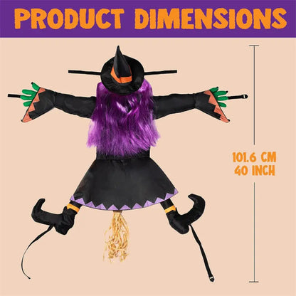 Witch Halloween Tree Decoration Non Woven Hanging Outdoor Yard Decor Fall 2025 Spooky Crashing Display