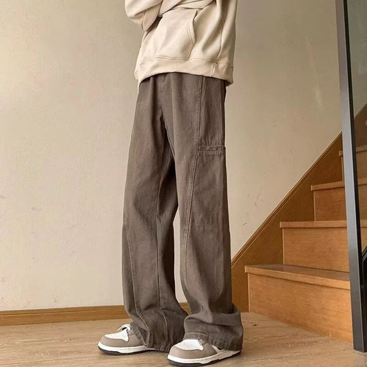 Mens Oversized Cargo Jeans - Wide Leg, Denim, Street