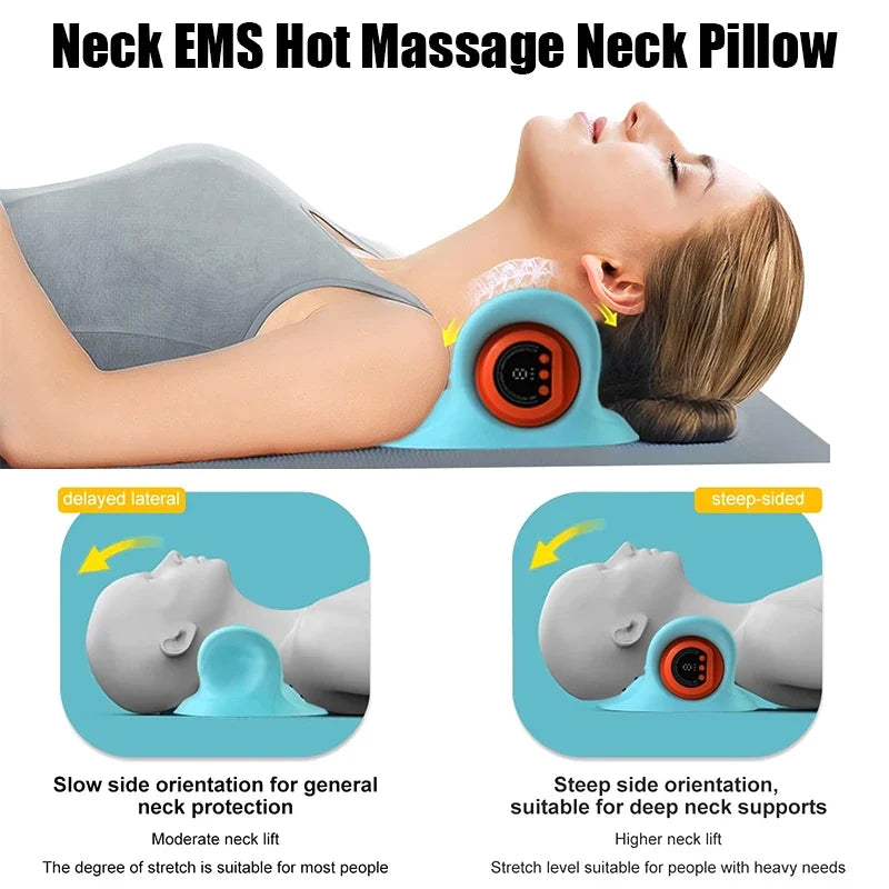 Comfort-Grip Support Pillow – Motor-Driven Cervical Massager Neck Stretcher with Heating
