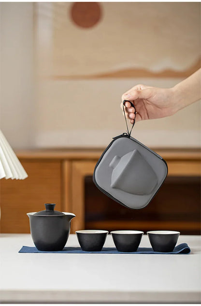 Travel-Friendly Ceramic Travel Tea Kit With Case Gift Kit