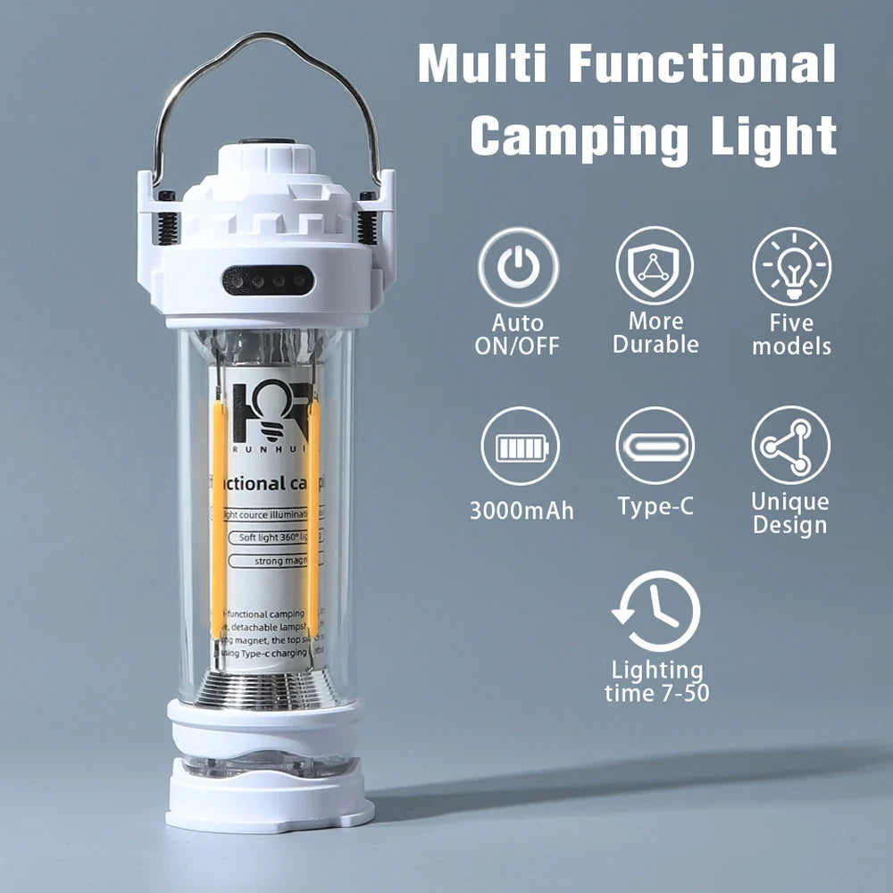 3000mAH Water-Resistant Camping Lantern - Retro Tent Lighting, Outdoor Atmosphere Decor