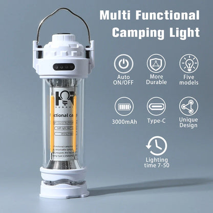 3000mAH Water-Resistant Camping Lantern - Retro Tent Lighting, Outdoor Atmosphere Decor