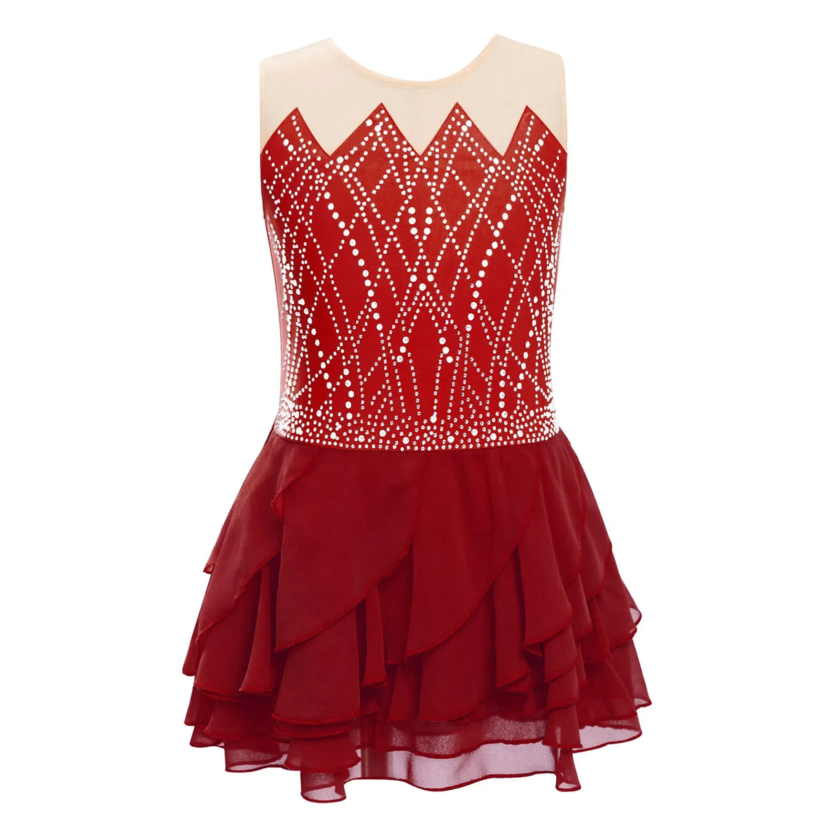 Light Girls' Leotard - Rhinestone Embellished, Mesh Skirt, Polyester/Nylon/Elastane, For Ballet, Gymnastics