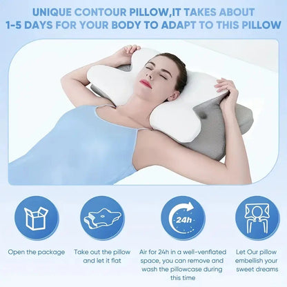 Foam Memory Cervical Neck Pillow Orthopedic Slow Rebound Support for Sleep & Relaxation