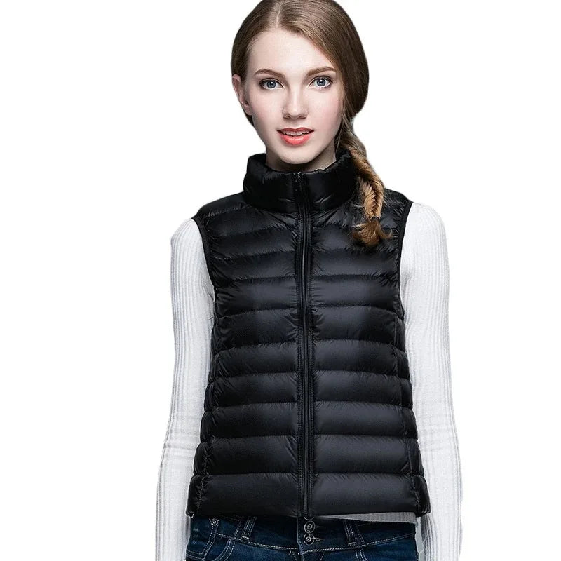 Light Women's Sleeveless Vest - Quilted Nylon, Warm