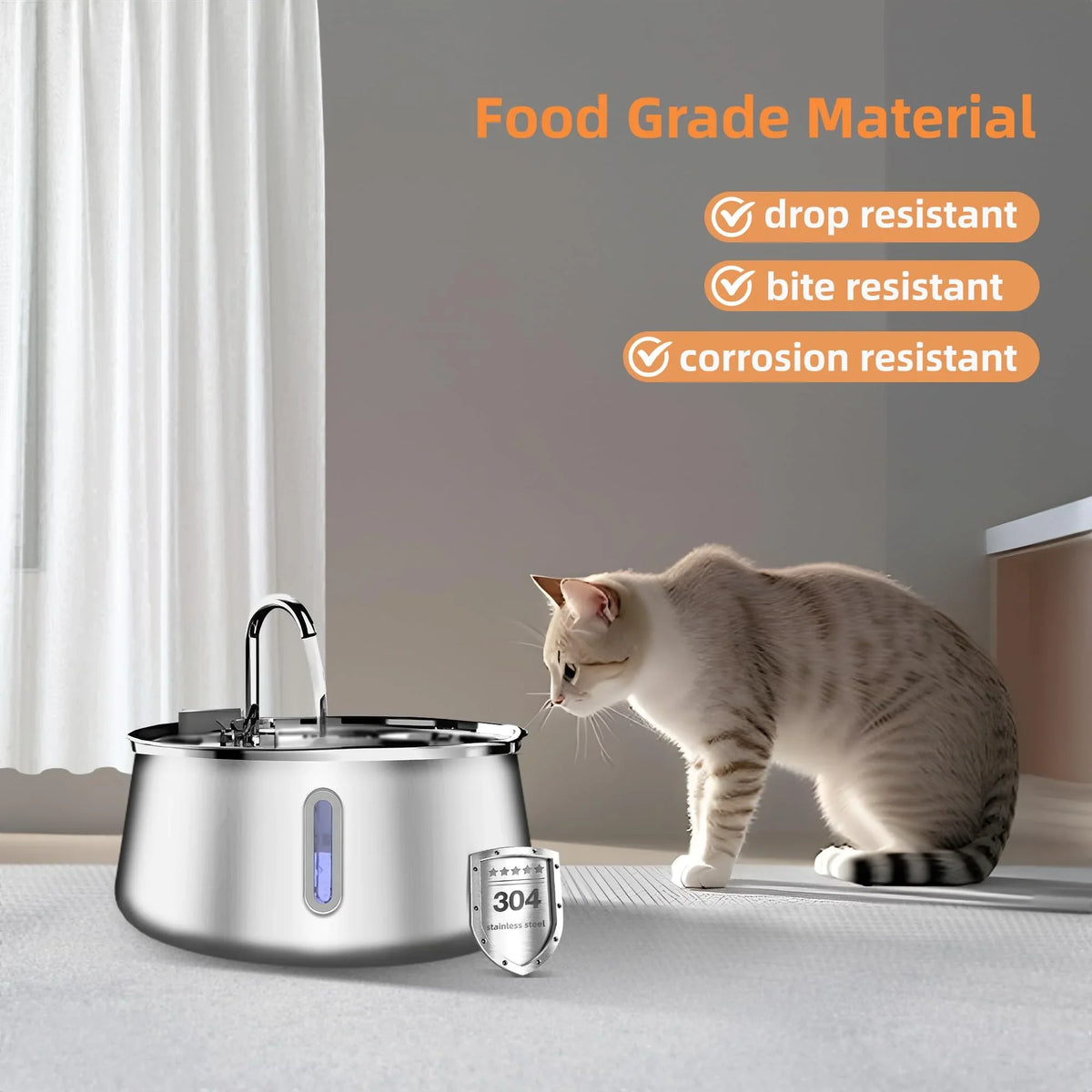 Steel Stainless Cat Water Fountain 4L - Automatic Multi-Layer Filtration Pet Drinking Dispenser