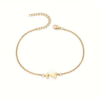 Letter Initial Bead Bracelet Thin Chain Minimalist Elegant