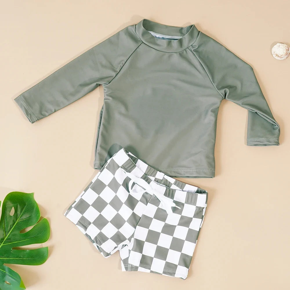 unisex Breathable baby swimsuit - long sleeve rash guard, polyester elastane, for summer pool