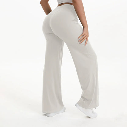 Plush and flattering women's yoga pants - mid-waist straight leg, nylon/elastane blend, for gym and Pilates