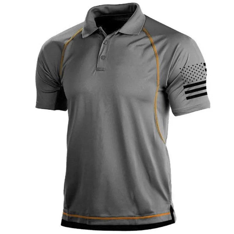 Hiking Summer T-Shirts Men Casual Loose Lapel Short-Sleeved Breathable Sports Tees