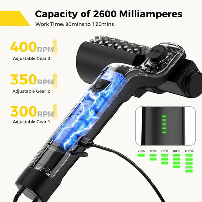 Motor-Driven Grill Brush Cordless 3 Speed 2600mAh Battery-Powered With Flexible Angle For Summer BBQ Cleaning Gift