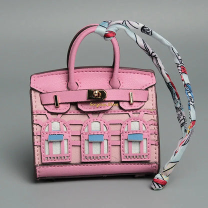 Inspired Birkin Mini Hand Bag - Platinum Bag Charm