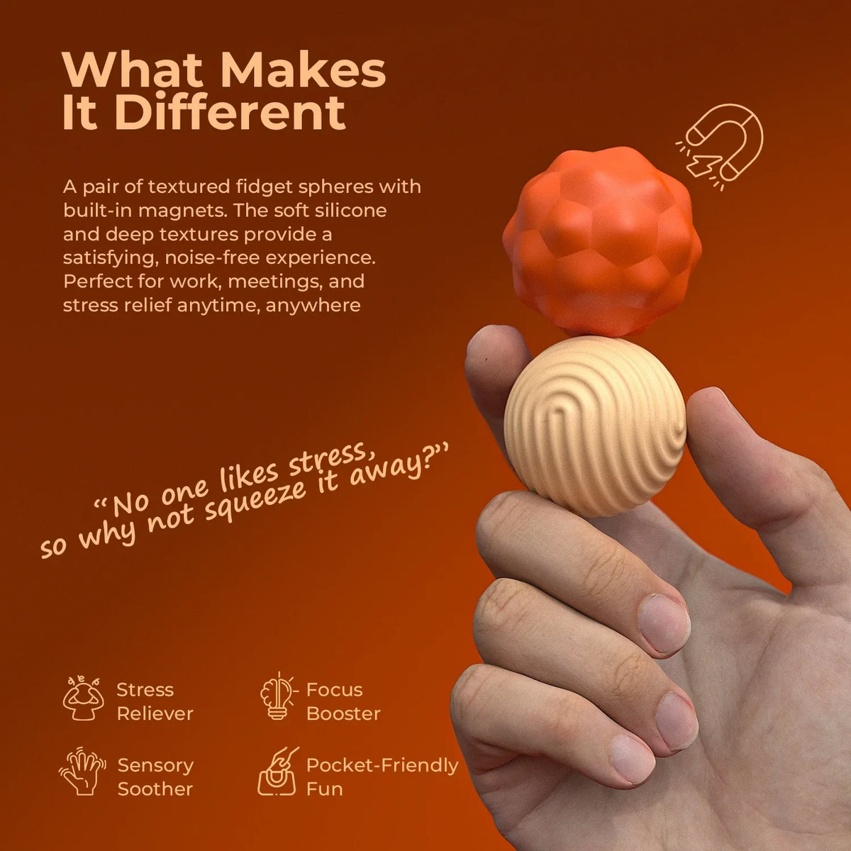 Ball Magnetic Fidget Toy Silicone Sensory Stress Relief