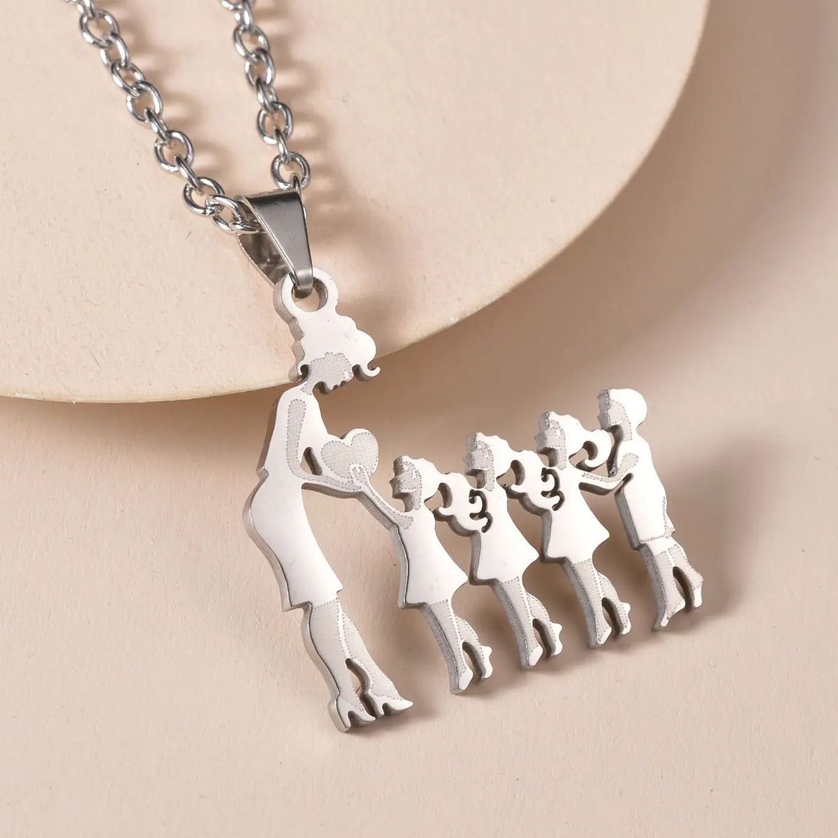 Mother's Day Gift Children Family Stainless Steel Jewelry – Silver Stainless Steel Mother & Kids Pendant Necklace