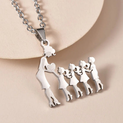 Mother's Day Gift Children Family Stainless Steel Jewelry – Silver Stainless Steel Mother & Kids Pendant Necklace