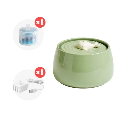 Water Cat Fountain 1300ml Ceramic USB Charging Pet Fountain With Filter And Wooden Stand Fall 2025 Continuous Hydration