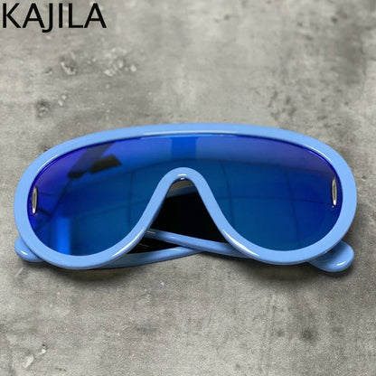 Sunglasses2026 Edition White Frame Oversized Wave Mask Goggles Y2K Punk Steampunk Eyewear TikTok Viral
