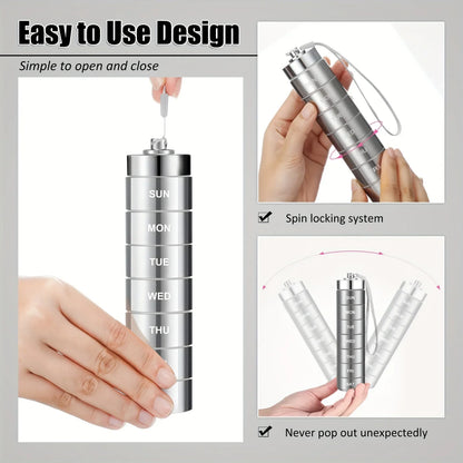 Water-Resistant, Stackable, Summer Travel 2026 – Pill Organizer Metal Travel Pill Box Kit