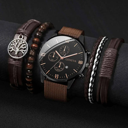Quartz Watch And Bracelet Kit Nylon Band Casual Gift
